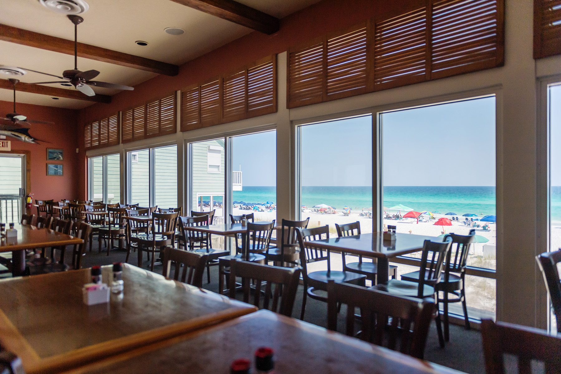 Captain Dave’s dining room overlooking the Gulf